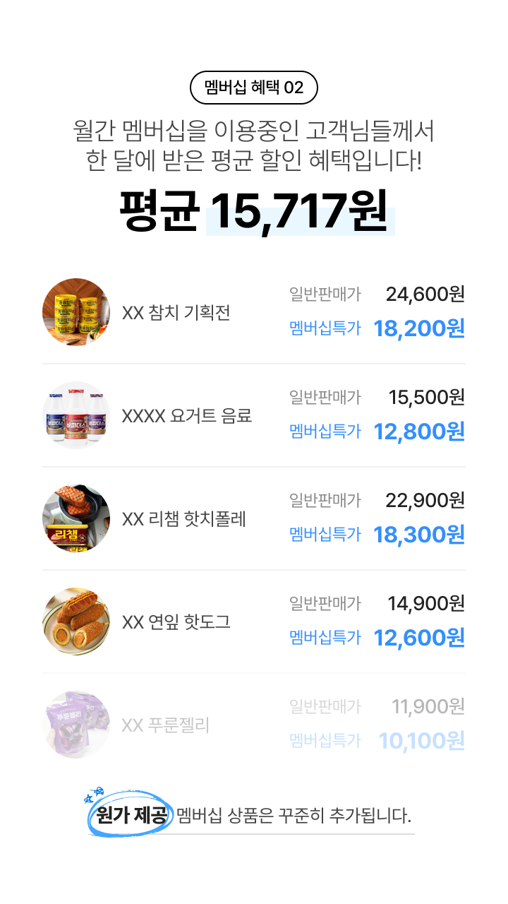 멤버십 혜택 02 월간 멤버십을 이용중인 고객님들께서 한 달에 받은 평균 할인 혜택입니다!